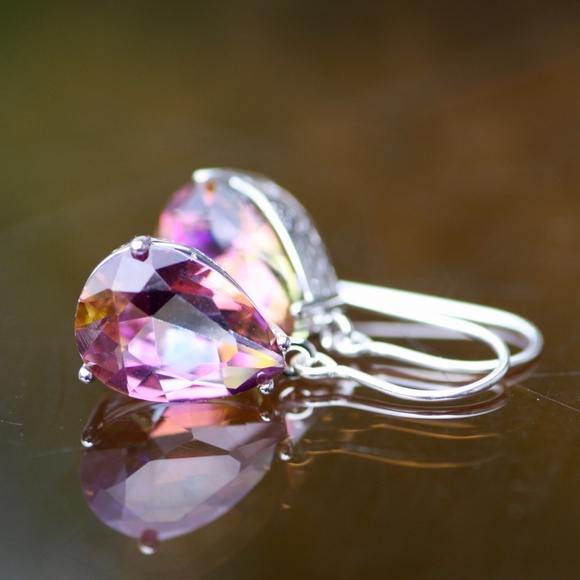 Mystic Rainbow Topaz Earrings Sterling Silver Handcrafted in Canada - Picture 7 of 7